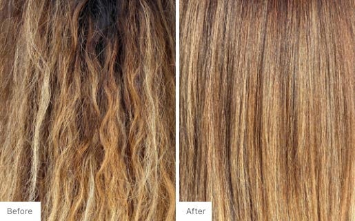 3 - Before and After Real Results picture of a woman's hair.