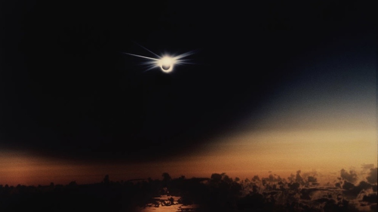 The diamond ring effect appearing before a total solar eclipse