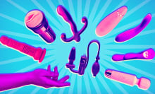 a hand showcasing an arc of sex toys