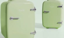 CAYNEL Mini Fridges on a green background.