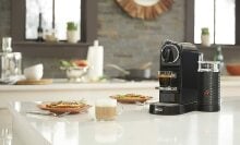 nespresso citiZ machine on a kitchen counter with food