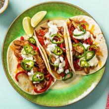 Plate of three tacos