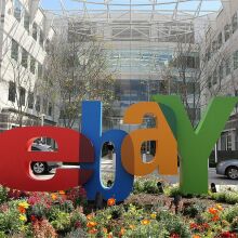 The eBay logo pictured outside the companies headquarters in California.