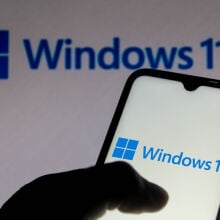 Windows 11 logo on phone screen