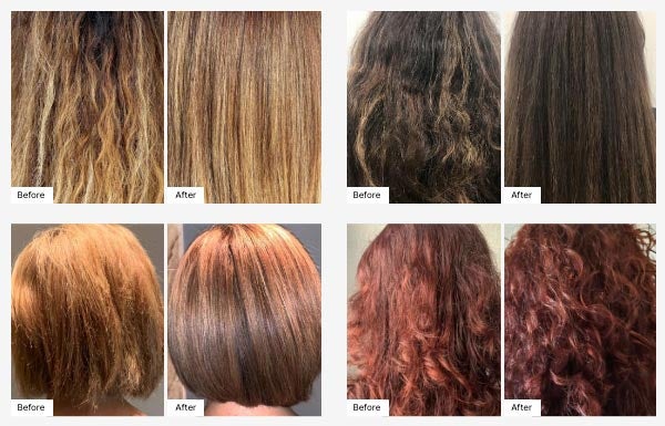 Images of before and after use of ProLuxe Shampoo.