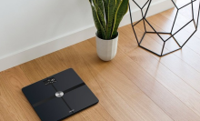 a digital scale on hardwood flooring