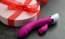 Sex toy beside holiday box 