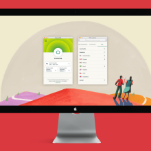 expressvpn on an imac against a red background